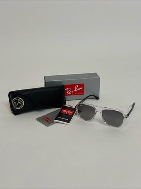 Ray Ban Aviator RB 4376 6477/11 57-16 145 2N Sunglasses Black, Clear Frame